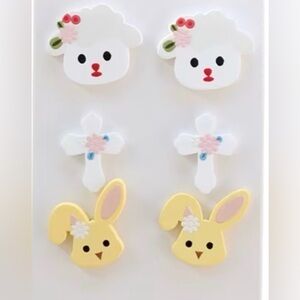 Set of 6pcs. Easter earrings - White, Yellow